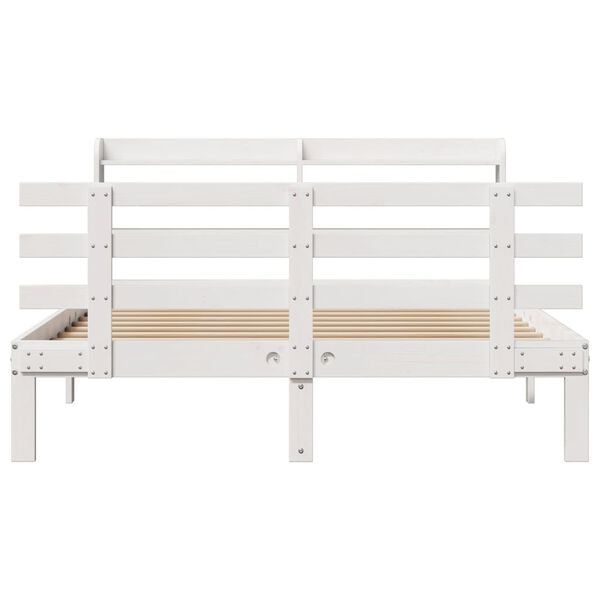 vidaXL Estructura de cama con cabecero madera pino blanco 135x190 cm