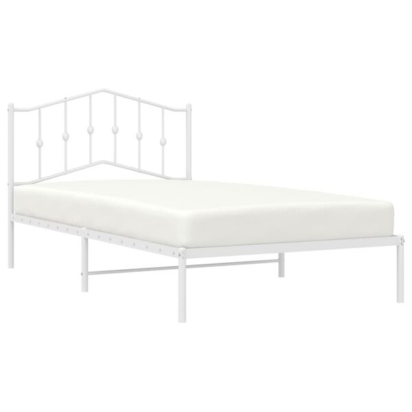vidaXL Estructura cama sin colchón con cabecero metal blanco 107x203cm
