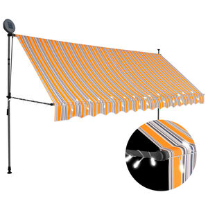 vidaXL Toldo retr&aacute;ctil manual con LED amarillo y azul 400 cm