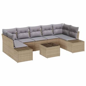 vidaXL Conjunto de sof&aacute; de jard&iacute;n 8 pcs Beige Polirat&aacute;n