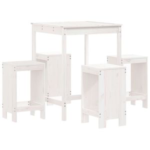 vidaXL Set de mesa y taburetes altos jardín 5 pzas madera pino blanco