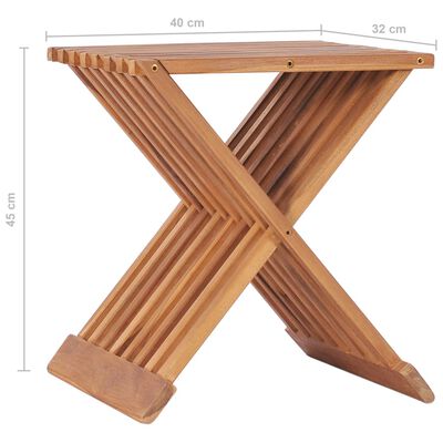 vidaXL Taburete plegable de madera maciza de teca 40x32x45 cm