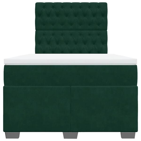 vidaXL Cama box spring con colch&oacute;n terciopelo verde oscuro 120x200 cm