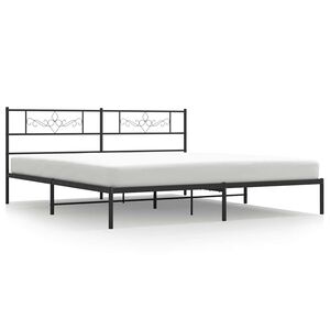 vidaXL Estructura cama sin colch&oacute;n con cabecero metal negro 193x203 cm