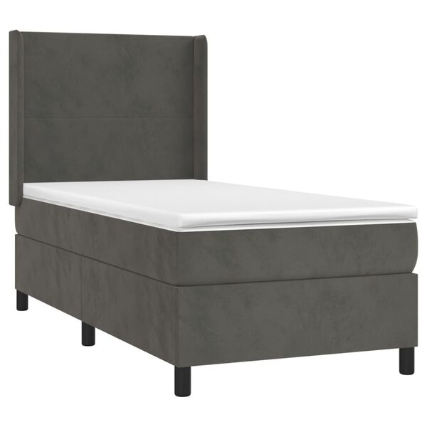 vidaXL Cama box spring colch&oacute;n y LED terciopelo gris oscuro 80x200 cm
