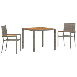 vidaXL Conjunto de Comedor de Jard&iacute;n 3 uds. Gris rat&aacute;n sint&eacute;tico