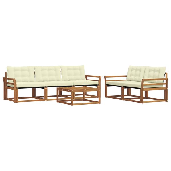 vidaXL Conjunto de sof&aacute;s de exterior con coj&iacute;n 6 pcs Natural y Crema