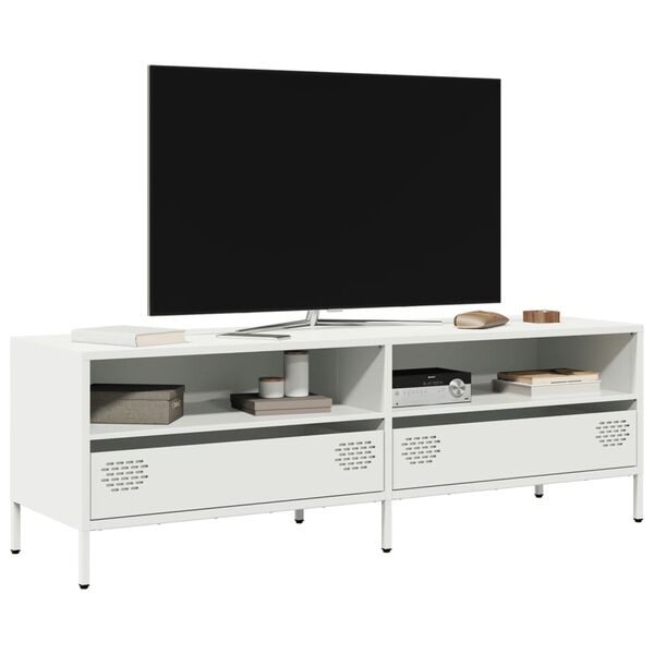 vidaXL Mueble para TV acero laminado en fr&iacute;o blanco 135x39x43,5 cm