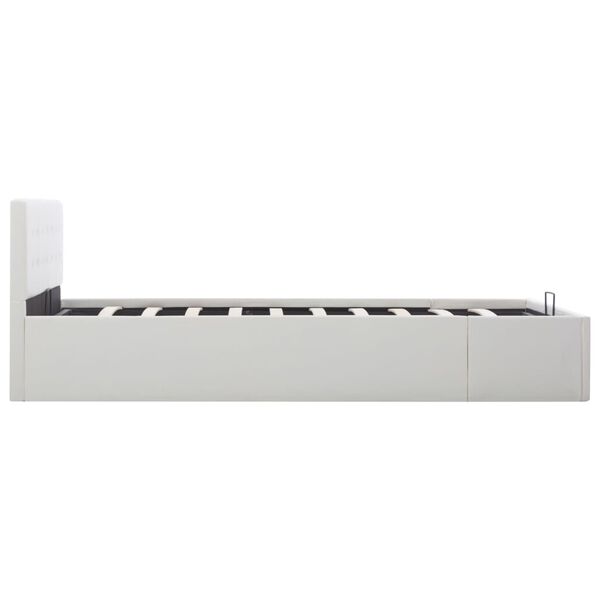 vidaXL Cama canap&eacute; hidr&aacute;ulica cuero sint&eacute;tico blanco 140x200 cm