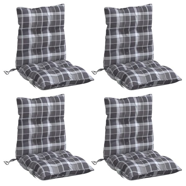 vidaXL Cojines para silla respaldo bajo 4 uds tela Oxford cuadros gris