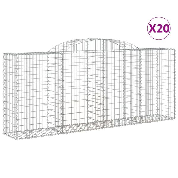 vidaXL Cestas gaviones 20 uds forma de arco hierro 300x50x120/140 cm