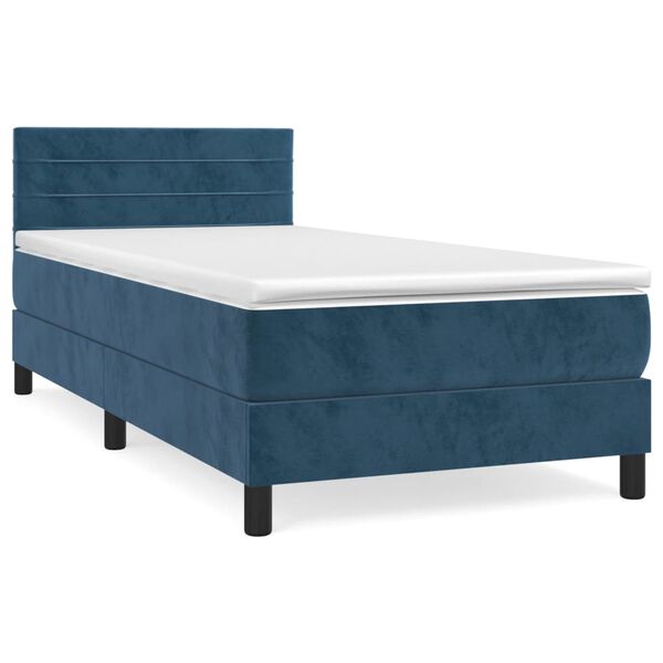 vidaXL Cama box spring con colch&oacute;n terciopelo azul oscuro 90x190 cm
