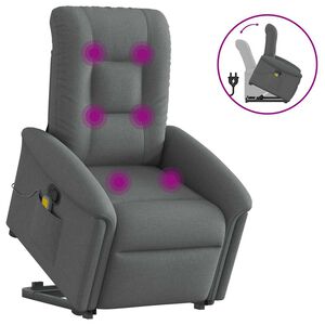 vidaXL Silla de masaje reclinable de pie de tela gris oscuro