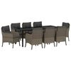 vidaXL Conjunto de Comedor de Jard&iacute;n 9 pcs Gris rat&aacute;n sint&eacute;tico