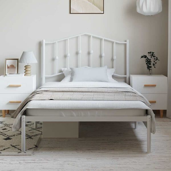 vidaXL Estructura cama sin colch&oacute;n con cabecero metal blanco 100x200cm