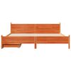 vidaXL Cama sin colch&oacute;n madera maciza de pino marr&oacute;n cera 200x200 cm