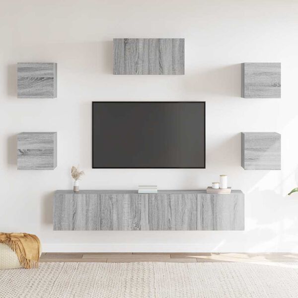 vidaXL Set de muebles de TV 7 pzas madera contrachapada gris sonoma
