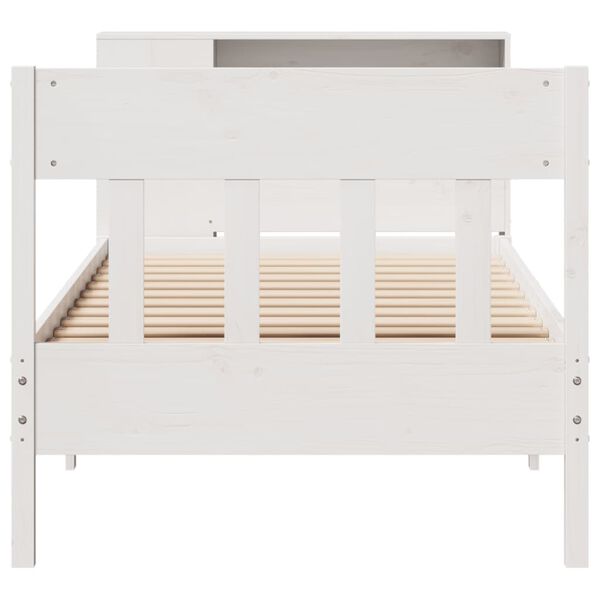 vidaXL Cama con estanter&iacute;a sin colch&oacute;n madera maciza blanca 75x190 cm