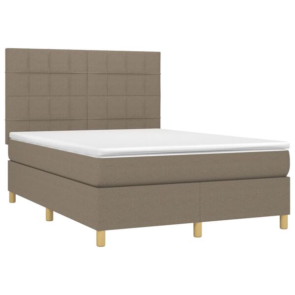 vidaXL Cama box spring con colch&oacute;n tela gris taupe 140x200 cm