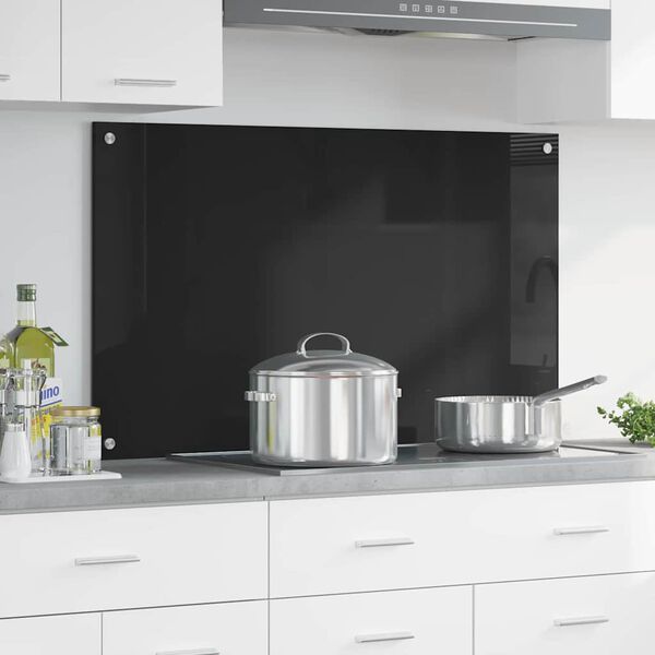 vidaXL Salpicadero de cocina Negro 100 x 60 cm vidrio templado