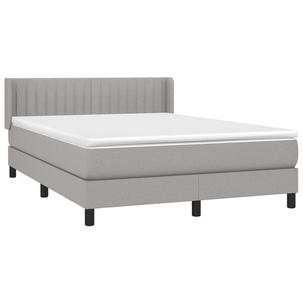 vidaXL Cama box spring con colch&oacute;n tela gris claro 140x200 cm