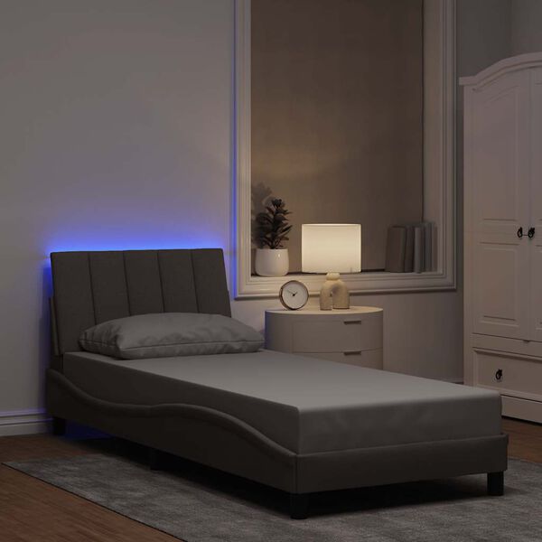 vidaXL Estructura de cama sin colch&oacute;n Hanko tela gris taupe 80x200 cm