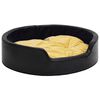 vidaXL Cama de perro felpa cuero sint&eacute;tico negro amarillo 79x70x19 cm