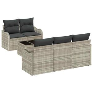 vidaXL Conjunto de sof&aacute; de jard&iacute;n 6 pcs Gris Claro y Gris Oscuro
