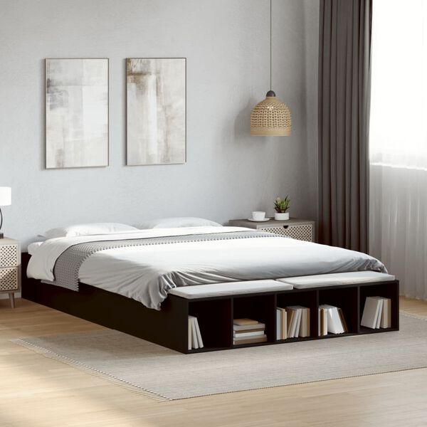 vidaXL Estructura de cama madera de ingenier&iacute;a negra 150x200 cm