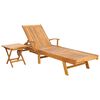 vidaXL Tumbona con Mesa Madera de teca maciza Marr&oacute;n