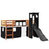 vidaXL Cama alta niños con torre madera pino blanco negro 90x190 cm