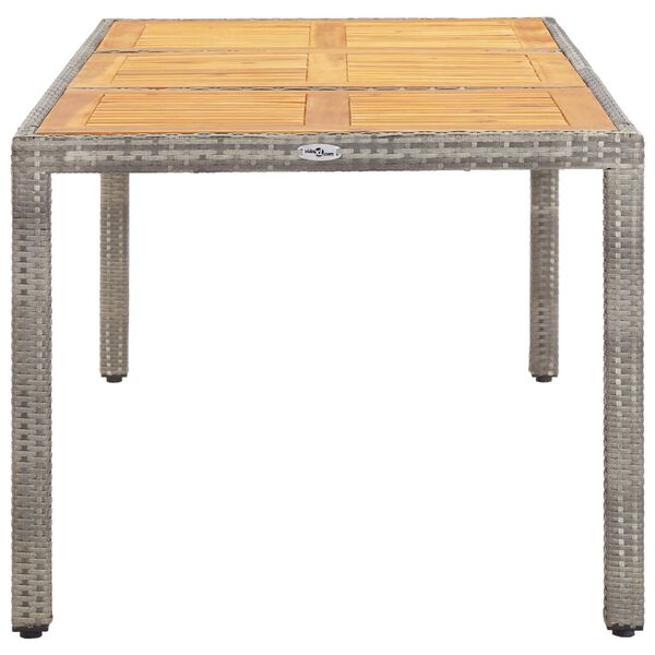 vidaXL Mesa de jard&iacute;n madera acacia rat&aacute;n sint&eacute;tico gris 190x90x75 cm