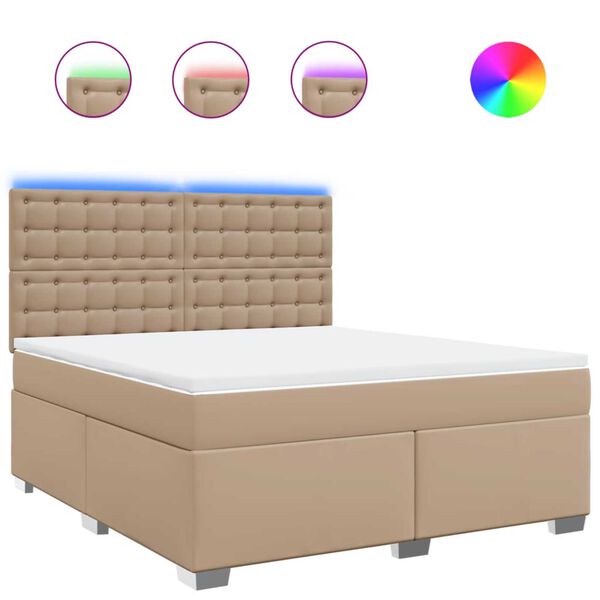 vidaXL Cama box spring con colch&oacute;n cuero sint&eacute;tico capuchino 180x200cm