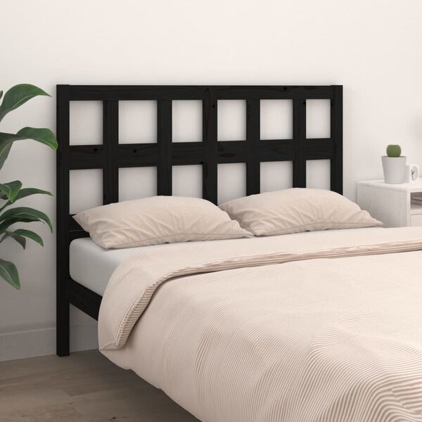vidaXL Cabecero de cama madera maciza de pino negro 165,5x4x100 cm