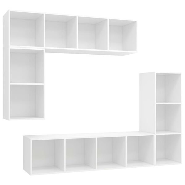 vidaXL Set de muebles para TV 4 piezas madera contrachapada blanco