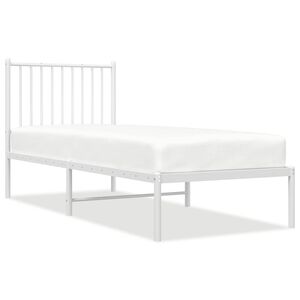 vidaXL Estructura cama sin colch&oacute;n con cabecero metal blanco 75x190 cm