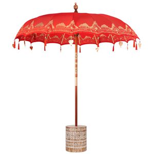 vidaXL Paraguas balin&eacute;s con base Rojo 215 x 215 x 260 cm Algod&oacute;n