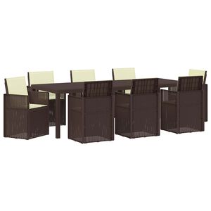 vidaXL Conjunto de Comedor de Jard&iacute;n con coj&iacute;n 9 pcs Marr&oacute;n y crema PP