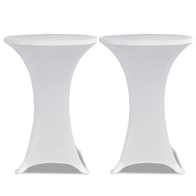 2 Manteles blancos ajustados para mesa de pie - 80 cm diámetro