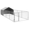 vidaXL Caseta perros exterior con corral 7x2x1,5 m acero galvanizado