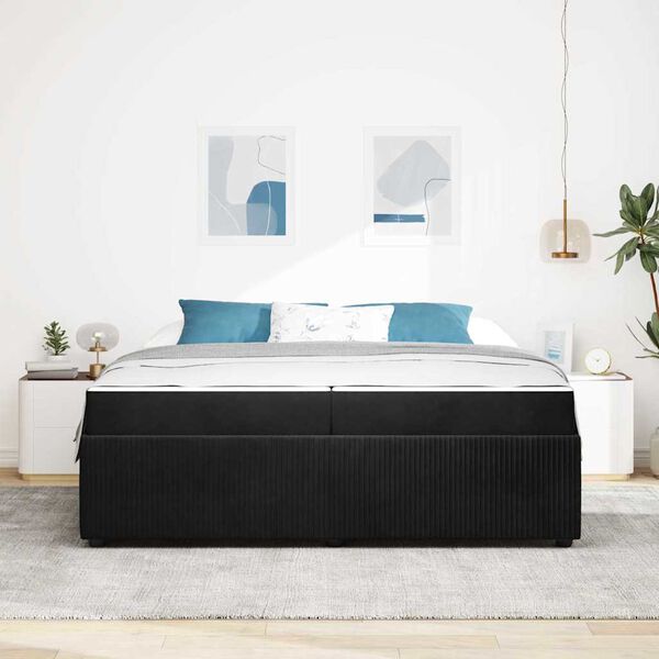 vidaXL Estructura de cama con colch&oacute;n Negro 200 x 200 cm tela