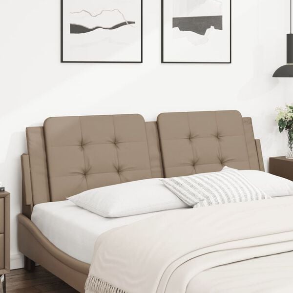 vidaXL Cabecero de cama acolchado Zadar cuero sint&eacute;tico capuchino 160 cm