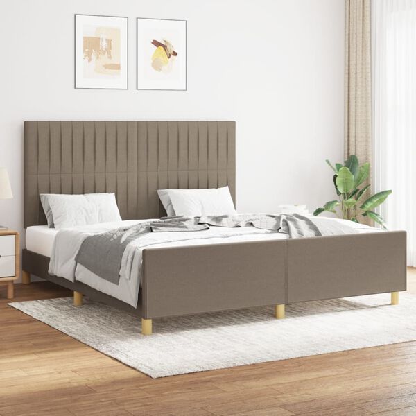 vidaXL Cama sin colch&oacute;n tela gris taupe 160x200 cm