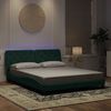 vidaXL Estructura de cama con LED sin colch&oacute;n terciopelo verde oscuro 160x200cm