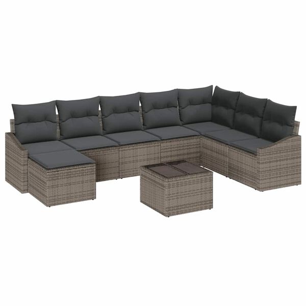 vidaXL Conjunto de sofá de jardín 8 pcs Gris Claro ratán sintético