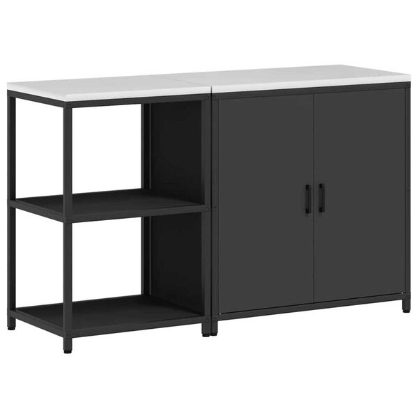 vidaXL Juego de Almacenamiento de Cocina con estante 2 pcs Negro Acero