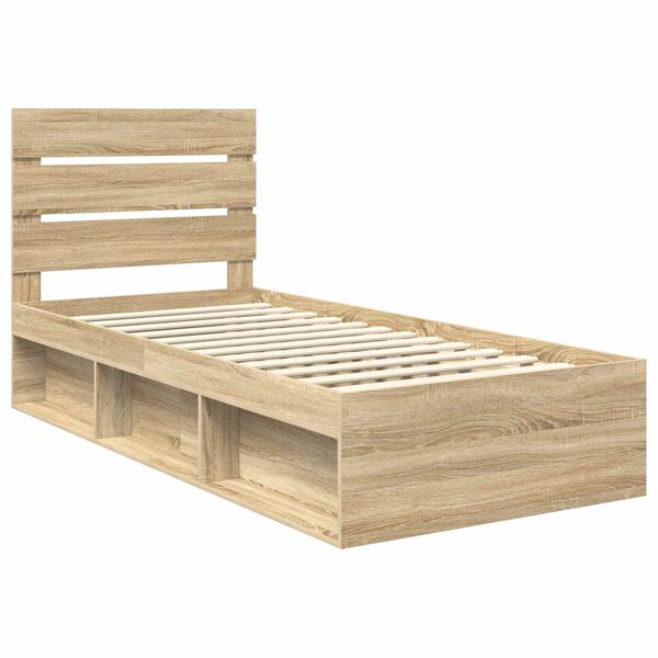 vidaXL Estructura de cama con cabecera Roble Sonoma 90 x 200 cm