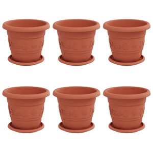 vidaXL Macetas 6 pcs Rojo Ladrillo &Oslash; 26 x 21.5 cm Pl&aacute;stico