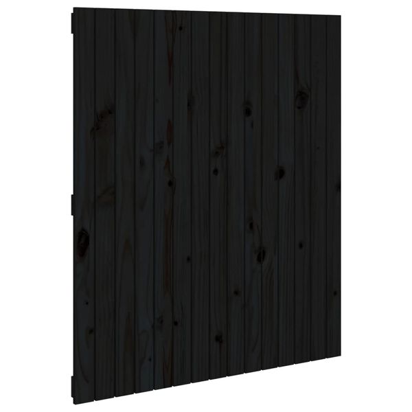 vidaXL Cabecero de cama pared madera maciza pino negro 95,5x3x110 cm