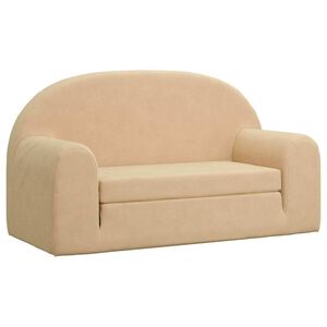 vidaXL Sof&aacute; cama de ni&ntilde;os 2 plazas felpa suave crema